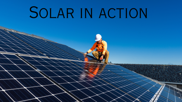 Solar panel installation on a commercial building.